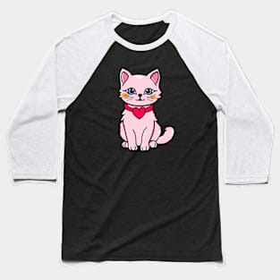 Kawaii Cat in Love Baseball T-Shirt